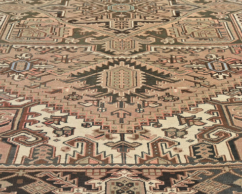 8x11 Vintage Heriz Brown Persian Style Hand Knotted Wool Area Rug